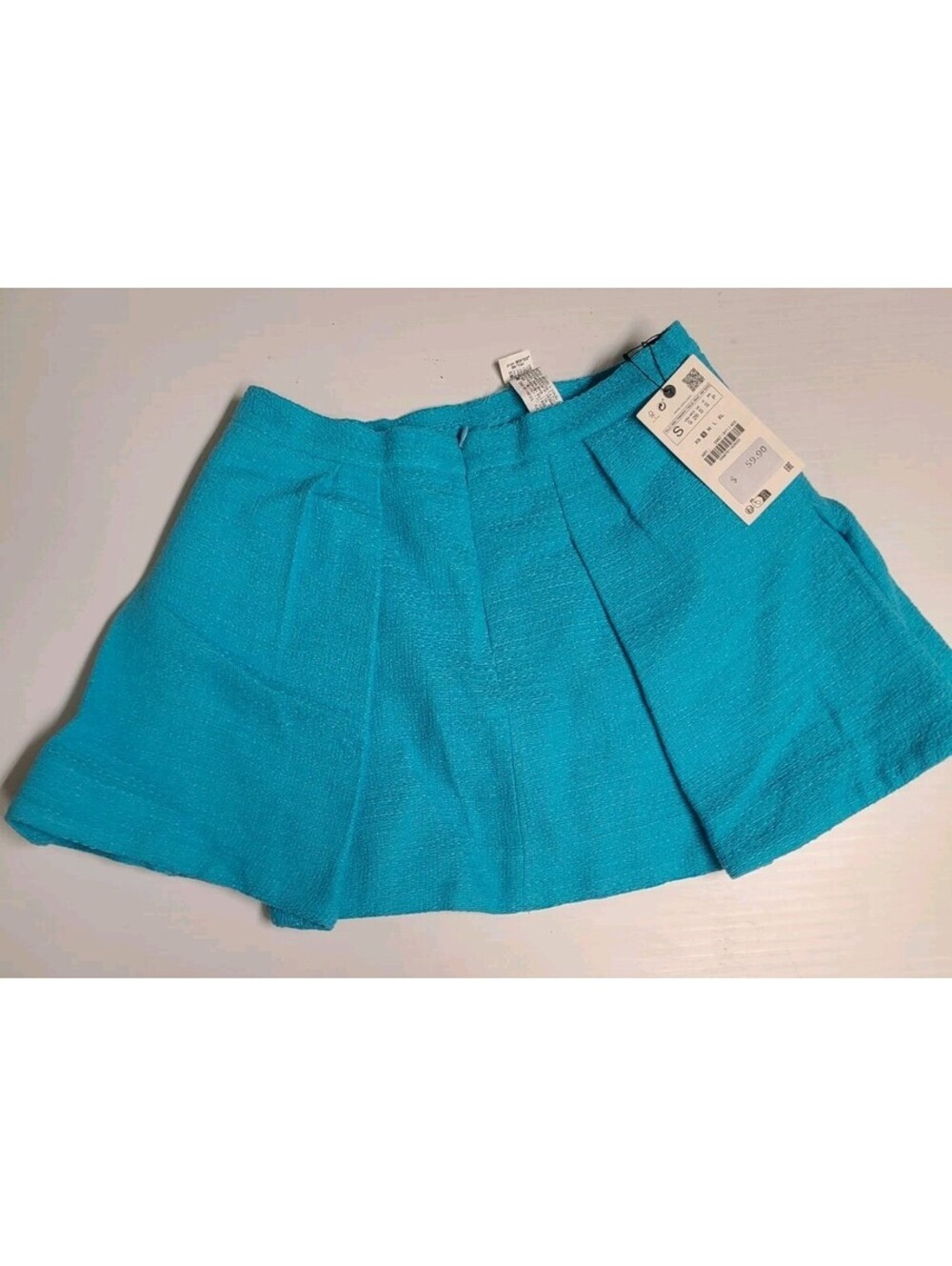 ZARA Textured Mini Skirt  SKY BLUE Sz Small Skirt 2987 811